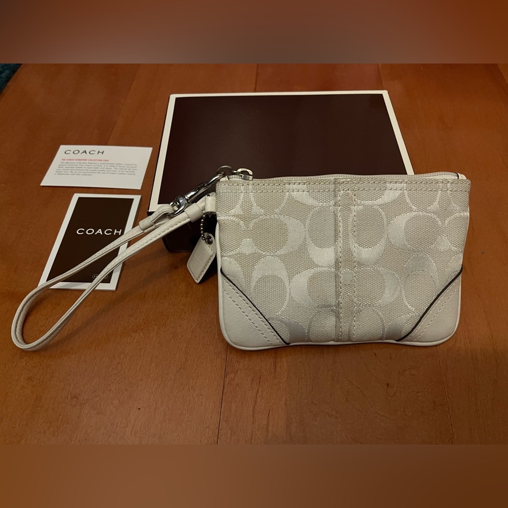 Authentic White Coach Monogram Clutch Wristlet